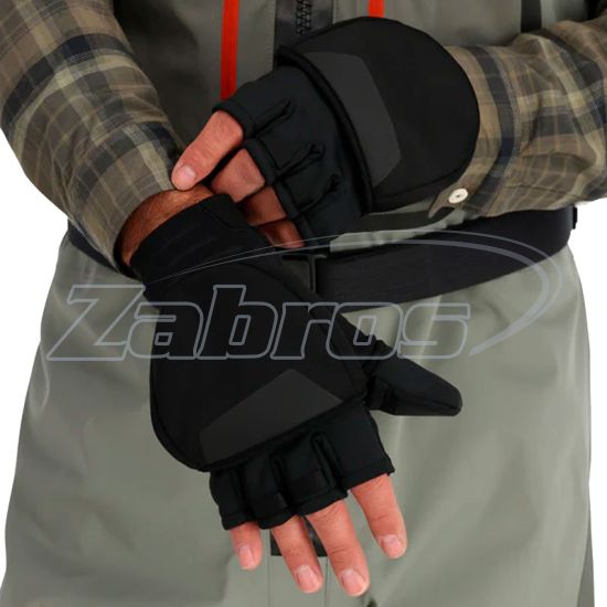 Картинка Simms Windstopper Foldover Fishing Mitt, 13793-001-10, XS, Black