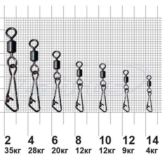 Фотографія MiniMax Rolling Swivel Hooked Snap, YM-3003-4, 28 кг, 10 шт Фотографія MiniMax Rolling Swivel Hooked Snap, YM-3003-4, 28 кг, 10 шт