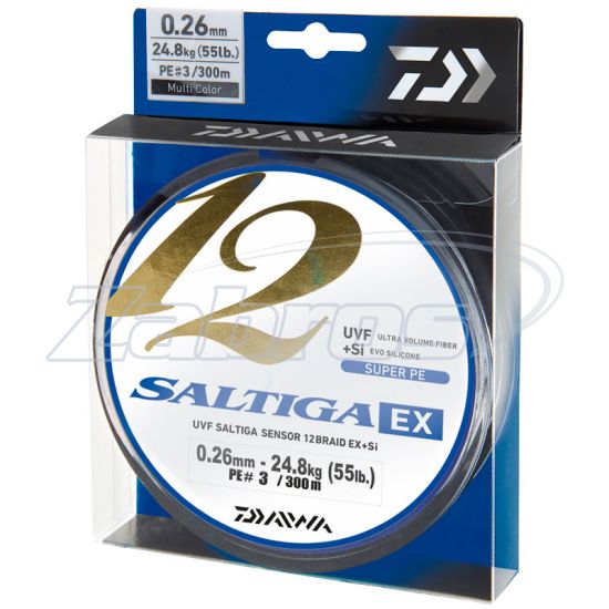 Фотография Daiwa Saltiga 12 Braid EX+Si, 12696-330, 0,3 мм, 30,7 кг, 300 м, Multi Color