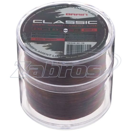 Фотографія Brain Classic Carp Line, 0,25 мм, 6,6 кг, 600 м, Dark Brown
