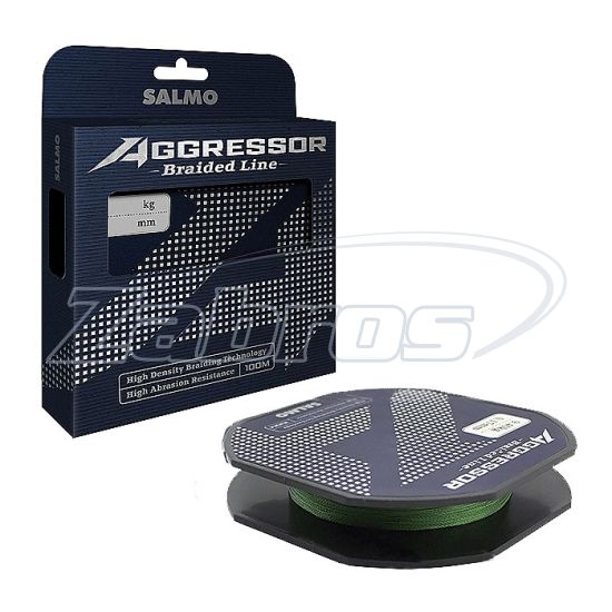 Фото Salmo Aggressor Braid, 4908-013, 0,13 мм, 6,1 кг, 100 м, Green