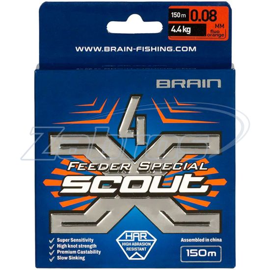 Фотография Brain Scout 4X, 0,205 мм, 14,6 кг, 150 м, Fluoro Orange