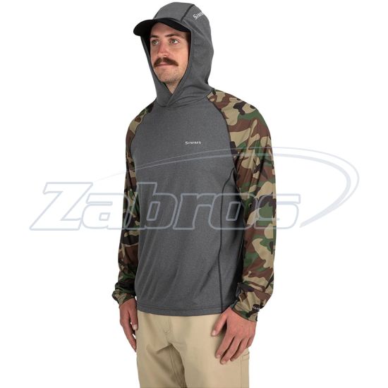 Купить Simms SolarFlex Hoody - Print, 12162-687-30, M, Woodland Camo/Carbon Heather