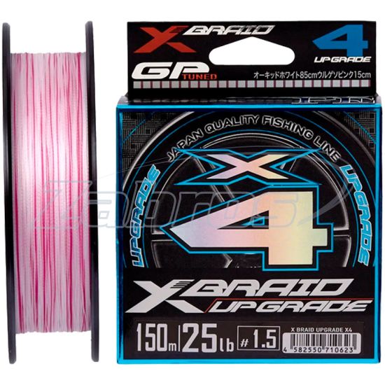 Фото YGK X-Braid Upgrade X4, #1,2, 0,18 мм, 9 кг, 150 м, White/Pink