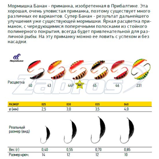 Фотография Lucky John Супер банан с петелькой крашенный, 0,7 г, 3,5 мм, 5 шт, 1835-40