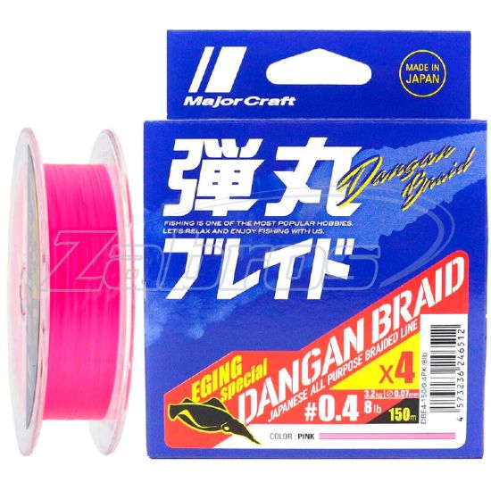 Фото Major Craft Dangan Braid X4, #0,5, 0,12 мм, 4,5 кг, 150 м, Pink