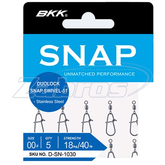 Малюнок BKK Duolock Snap Swivel-51, 0, 22 кг, 5 шт