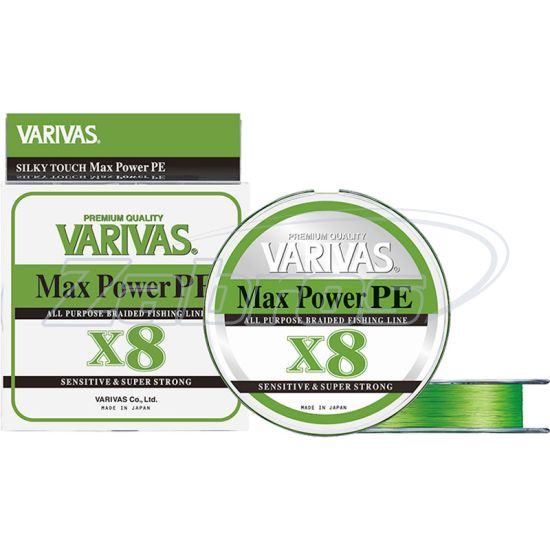 Фотографія Varivas Max Power PE X8, #1,2, 0,18 мм, 10,93 кг, 200 м, Lime Green