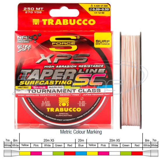 Фото Trabucco S-Force XPS Taper Line SС Surfcasting, 053-76-200, 0,20-0,57 мм, 5,42-32,50 кг, 250 м Фото Trabucco S-Force XPS Taper Line SС Surfcasting, 053-76-200, 0,20-0,57 мм, 5,42-32,50 кг, 250 м