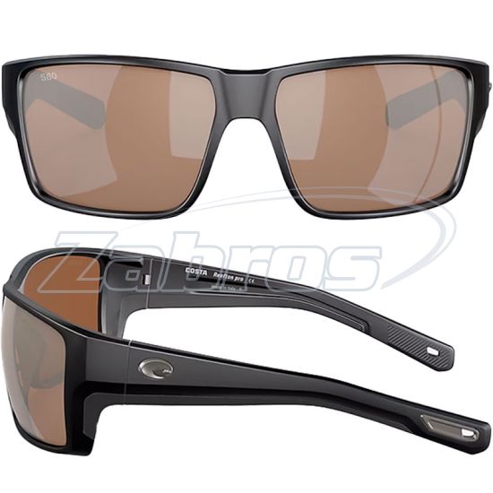 Фотографія Costa Del Mar Reefton Pro, 97963911177, Matte Black, Copper Silver Mirror, Glass