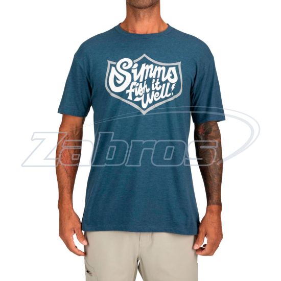 Фотография Simms Fish It Well Badge T-Shirt, 13517-677-50, XL, Sailor Blue Heather